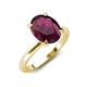 4 - Abena 2.36 ctw Rhodolite Garnet Oval Shape (9x7 mm) with Prong Studded Side Natural Diamond Solitaire Plus Engagement Ring 