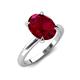 4 - Abena 2.56 ctw Created Ruby Oval Shape (9x7 mm) with Prong Studded Side Natural Diamond Solitaire Plus Engagement Ring 