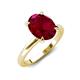 4 - Abena 2.56 ctw Created Ruby Oval Shape (9x7 mm) with Prong Studded Side Natural Diamond Solitaire Plus Engagement Ring 