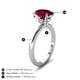 5 - Abena 2.56 ctw Created Ruby Oval Shape (9x7 mm) with Prong Studded Side Natural Diamond Solitaire Plus Engagement Ring 