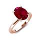 4 - Abena 2.56 ctw Created Ruby Oval Shape (9x7 mm) with Prong Studded Side Natural Diamond Solitaire Plus Engagement Ring 
