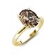 4 - Abena 1.81 ctw Smoky Quartz Oval Shape (9x7 mm) with Prong Studded Side Natural Diamond Solitaire Plus Engagement Ring 
