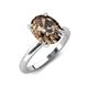 4 - Abena 1.81 ctw Smoky Quartz Oval Shape (9x7 mm) with Prong Studded Side Natural Diamond Solitaire Plus Engagement Ring 