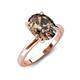 4 - Abena 1.81 ctw Smoky Quartz Oval Shape (9x7 mm) with Prong Studded Side Natural Diamond Solitaire Plus Engagement Ring 