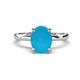 1 - Abena 1.56 ctw Turquoise Oval Shape (9x7 mm) with Prong Studded Side Natural Diamond Solitaire Plus Engagement Ring 