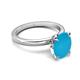 3 - Abena 1.56 ctw Turquoise Oval Shape (9x7 mm) with Prong Studded Side Natural Diamond Solitaire Plus Engagement Ring 