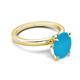 3 - Abena 1.56 ctw Turquoise Oval Shape (9x7 mm) with Prong Studded Side Natural Diamond Solitaire Plus Engagement Ring 