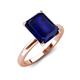 4 - Abena 2.96 ctw Created Blue Sapphire Emerald Shape (9x7 mm) with Prong Studded Natural Diamond Solitaire Plus Engagement Ring 