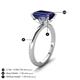 3 - Abena 2.96 ctw Created Blue Sapphire Emerald Shape (9x7 mm) with Prong Studded Natural Diamond Solitaire Plus Engagement Ring 