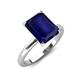 4 - Abena 2.96 ctw Created Blue Sapphire Emerald Shape (9x7 mm) with Prong Studded Natural Diamond Solitaire Plus Engagement Ring 