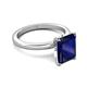 5 - Abena 2.96 ctw Created Blue Sapphire Emerald Shape (9x7 mm) with Prong Studded Natural Diamond Solitaire Plus Engagement Ring 