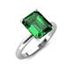 4 - Abena 2.06 ctw Created Emerald Emerald Shape (9x7 mm) with Prong Studded Natural Diamond Solitaire Plus Engagement Ring 