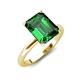 4 - Abena 2.06 ctw Created Emerald Emerald Shape (9x7 mm) with Prong Studded Natural Diamond Solitaire Plus Engagement Ring 