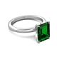 5 - Abena 2.06 ctw Created Emerald Emerald Shape (9x7 mm) with Prong Studded Natural Diamond Solitaire Plus Engagement Ring 