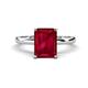 1 - Abena 3.02 ctw Created Ruby Emerald Shape (9x7 mm) with Prong Studded Natural Diamond Solitaire Plus Engagement Ring 