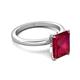5 - Abena 3.02 ctw Created Ruby Emerald Shape (9x7 mm) with Prong Studded Natural Diamond Solitaire Plus Engagement Ring 