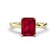 1 - Abena 3.02 ctw Created Ruby Emerald Shape (9x7 mm) with Prong Studded Natural Diamond Solitaire Plus Engagement Ring 