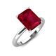 4 - Abena 3.02 ctw Created Ruby Emerald Shape (9x7 mm) with Prong Studded Natural Diamond Solitaire Plus Engagement Ring 