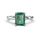 1 - Abena 3.26 ctw Created Alexandrite Emerald Shape (9x7 mm) with Prong Studded Natural Diamond Solitaire Plus Engagement Ring 