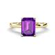 1 - Abena 2.31 ctw Amethyst Emerald Shape (9x7 mm) with Prong Studded Natural Diamond Solitaire Plus Engagement Ring 