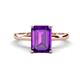 1 - Abena 2.31 ctw Amethyst Emerald Shape (9x7 mm) with Prong Studded Natural Diamond Solitaire Plus Engagement Ring 
