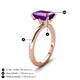 3 - Abena 2.31 ctw Amethyst Emerald Shape (9x7 mm) with Prong Studded Natural Diamond Solitaire Plus Engagement Ring 
