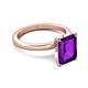 5 - Abena 2.31 ctw Amethyst Emerald Shape (9x7 mm) with Prong Studded Natural Diamond Solitaire Plus Engagement Ring 