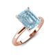 4 - Abena 2.06 ctw Aquamarine Emerald Shape (9x7 mm) with Prong Studded Natural Diamond Solitaire Plus Engagement Ring 