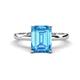 1 - Abena 3.06 ctw Blue Topaz Emerald Shape (9x7 mm) with Prong Studded Natural Diamond Solitaire Plus Engagement Ring 