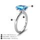 3 - Abena 3.06 ctw Blue Topaz Emerald Shape (9x7 mm) with Prong Studded Natural Diamond Solitaire Plus Engagement Ring 