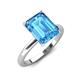 4 - Abena 3.06 ctw Blue Topaz Emerald Shape (9x7 mm) with Prong Studded Natural Diamond Solitaire Plus Engagement Ring 