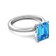 5 - Abena 3.06 ctw Blue Topaz Emerald Shape (9x7 mm) with Prong Studded Natural Diamond Solitaire Plus Engagement Ring 