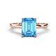 1 - Abena 3.06 ctw Blue Topaz Emerald Shape (9x7 mm) with Prong Studded Natural Diamond Solitaire Plus Engagement Ring 