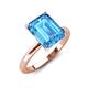 4 - Abena 3.06 ctw Blue Topaz Emerald Shape (9x7 mm) with Prong Studded Natural Diamond Solitaire Plus Engagement Ring 