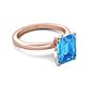 5 - Abena 3.06 ctw Blue Topaz Emerald Shape (9x7 mm) with Prong Studded Natural Diamond Solitaire Plus Engagement Ring 