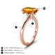 3 - Abena 2.31 ctw Citrine Emerald Shape (9x7 mm) with Prong Studded Natural Diamond Solitaire Plus Engagement Ring 