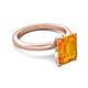5 - Abena 2.31 ctw Citrine Emerald Shape (9x7 mm) with Prong Studded Natural Diamond Solitaire Plus Engagement Ring 