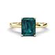 1 - Abena 3.06 ctw London Blue Topaz Emerald Shape (9x7 mm) with Prong Studded Natural Diamond Solitaire Plus Engagement Ring 