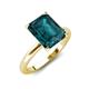 4 - Abena 3.06 ctw London Blue Topaz Emerald Shape (9x7 mm) with Prong Studded Natural Diamond Solitaire Plus Engagement Ring 