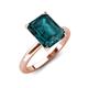 4 - Abena 3.06 ctw London Blue Topaz Emerald Shape (9x7 mm) with Prong Studded Natural Diamond Solitaire Plus Engagement Ring 