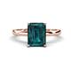 1 - Abena 3.06 ctw London Blue Topaz Emerald Shape (9x7 mm) with Prong Studded Natural Diamond Solitaire Plus Engagement Ring 