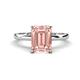 1 - Abena 2.31 ctw Morganite Emerald Shape (9x7 mm) with Prong Studded Natural Diamond Solitaire Plus Engagement Ring 
