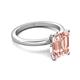5 - Abena 2.31 ctw Morganite Emerald Shape (9x7 mm) with Prong Studded Natural Diamond Solitaire Plus Engagement Ring 