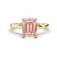 1 - Abena 2.31 ctw Morganite Emerald Shape (9x7 mm) with Prong Studded Natural Diamond Solitaire Plus Engagement Ring 