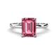 1 - Abena 2.91 ctw Pink Tourmaline Emerald Shape (9x7 mm) with Prong Studded Natural Diamond Solitaire Plus Engagement Ring 