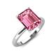 4 - Abena 2.91 ctw Pink Tourmaline Emerald Shape (9x7 mm) with Prong Studded Natural Diamond Solitaire Plus Engagement Ring 