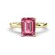 1 - Abena 2.91 ctw Pink Tourmaline Emerald Shape (9x7 mm) with Prong Studded Natural Diamond Solitaire Plus Engagement Ring 