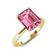 4 - Abena 2.91 ctw Pink Tourmaline Emerald Shape (9x7 mm) with Prong Studded Natural Diamond Solitaire Plus Engagement Ring 