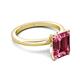5 - Abena 2.91 ctw Pink Tourmaline Emerald Shape (9x7 mm) with Prong Studded Natural Diamond Solitaire Plus Engagement Ring 