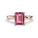 1 - Abena 2.91 ctw Pink Tourmaline Emerald Shape (9x7 mm) with Prong Studded Natural Diamond Solitaire Plus Engagement Ring 